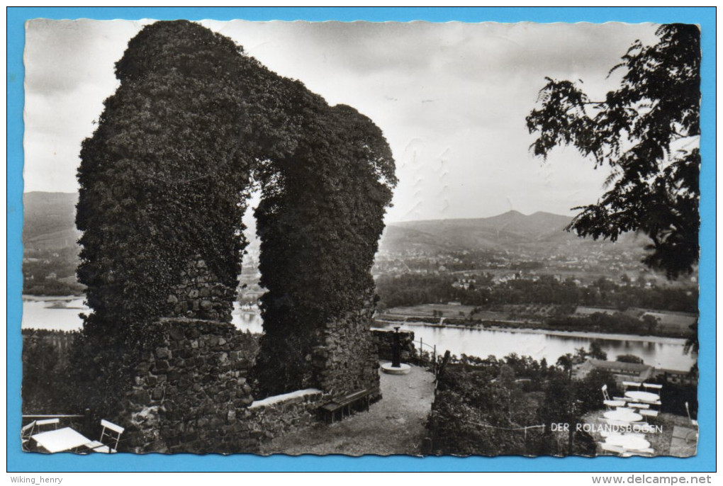 Bad Honnef - S/w Der Rolandsbogen Mit Blick Auf Grafenwerth - Bad Honnef