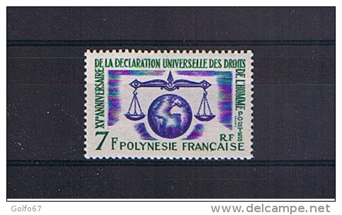 POLYNÉSIE FRANÇAISE 1963 Y&T N° 25 NEUF ** - DÉCLARATION DES DROITS DE L'HOMME - Unused Stamps