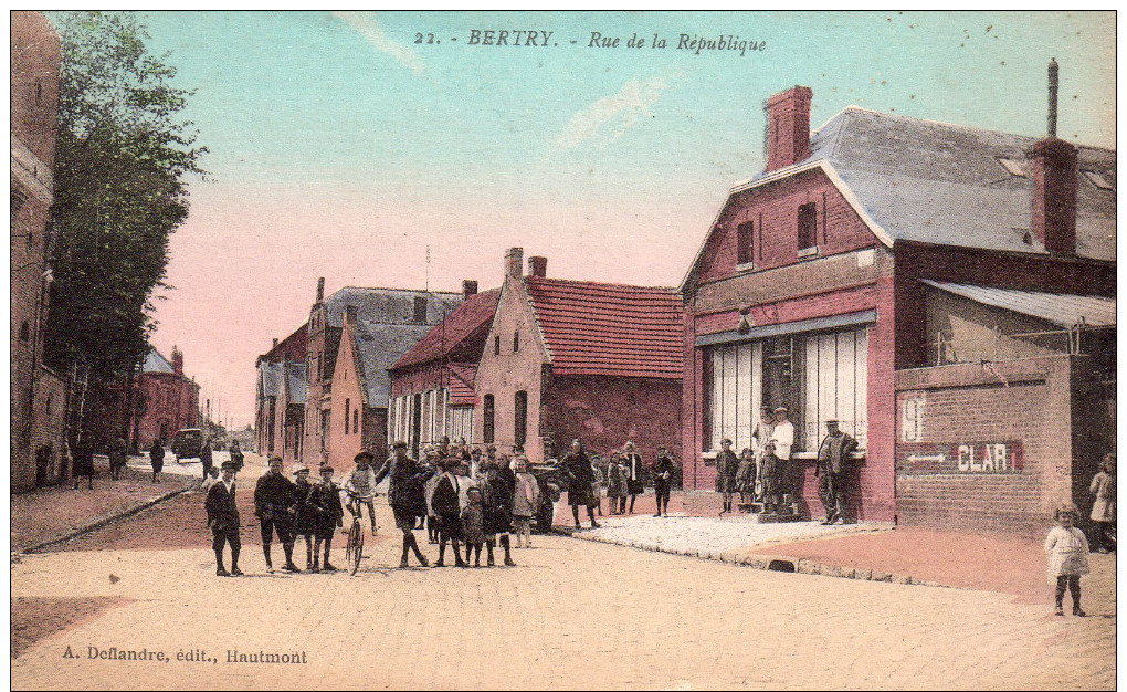 Cpa  59  Bertry..rue De La Republique..belle Animations Colorisee - Autres & Non Classés