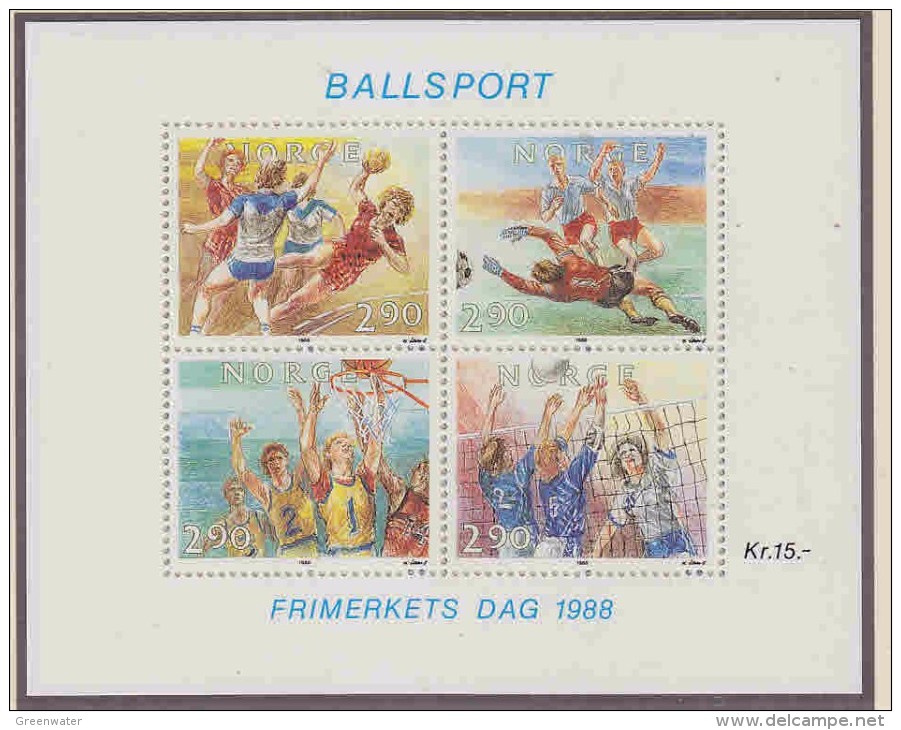 Norway 1988 Stamp Day / Ballsports M/s ** Mnh (21003) - Blokken & Velletjes