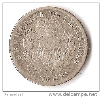 CHILI 20 CENT 1880  ARGENT - Chili