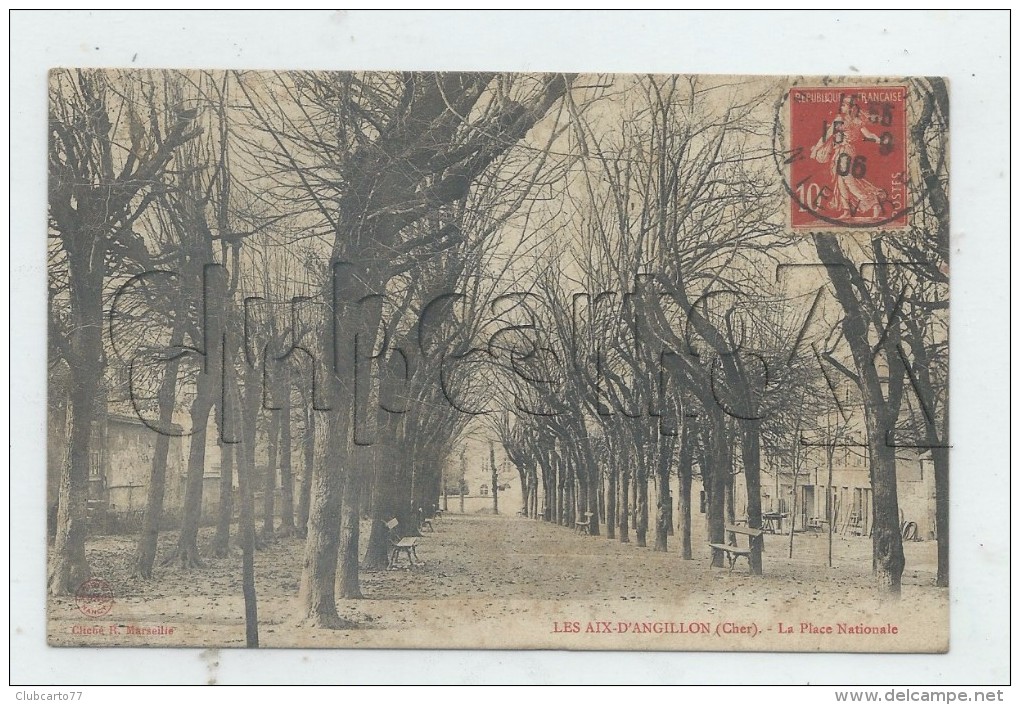 Les Aix-d'Angillon (18) : La Place Nationale Env 1906  PF. - Les Aix-d'Angillon