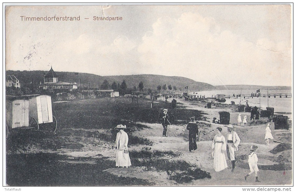 TIMMENDORFER STRAND Strandpartie Fahrbare Badekabine Leben Hineinprojiziert 5.8.1913 Datiert - Timmendorfer Strand