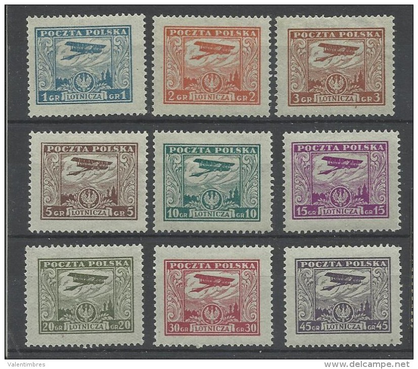 Pologne Polen Poland  YT PA  1/9*  Avions - Unused Stamps