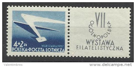 Pologne Polen Poland  YT A40 Fi 859 ** MNH  Expo Varsovie 1957+  Vignette à Droite - Ungebraucht