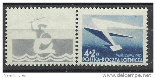 Pologne Polen Poland  YT A40 Fi 859 ** MNH  Expo Varsovie 1957+  Vignette à Gauche Sirène - Nuevos