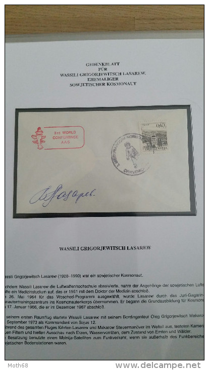 Gedenkblatt Mit Unterschrift Wassili Grigorjewitsch Lasarew Sowjetischer Kosmonaut - Other & Unclassified