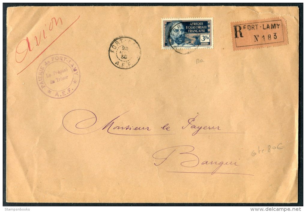 1938 France AEF Rec Fort Lamy Registered Cover - Bangui Dubangui Chari - Covers & Documents