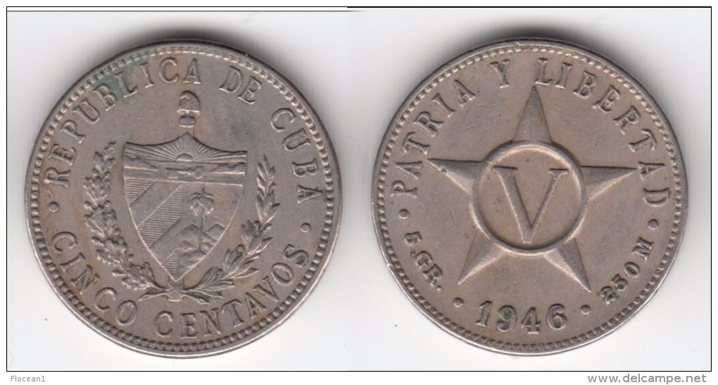 **** CUBA - 5 CENTAVOS 1946 - CINCO CENTAVOS 1946 **** EN ACHAT IMMEDIAT !!! - Cuba