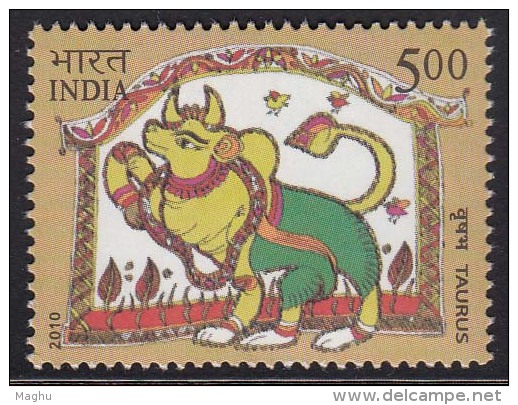 India MNH 2010,  Astrological Signs, Zodiac, Astrology, Taurus, The Bull, Animal, - Unused Stamps