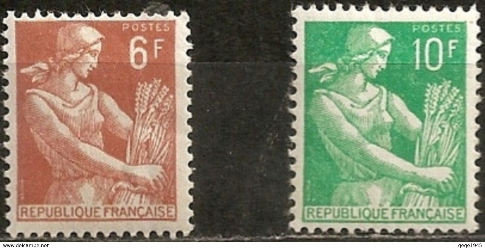 France 1957  Neuf  N° 1115  &  1115A   Type Moissonneuse - 1957-1959 Mietitrice