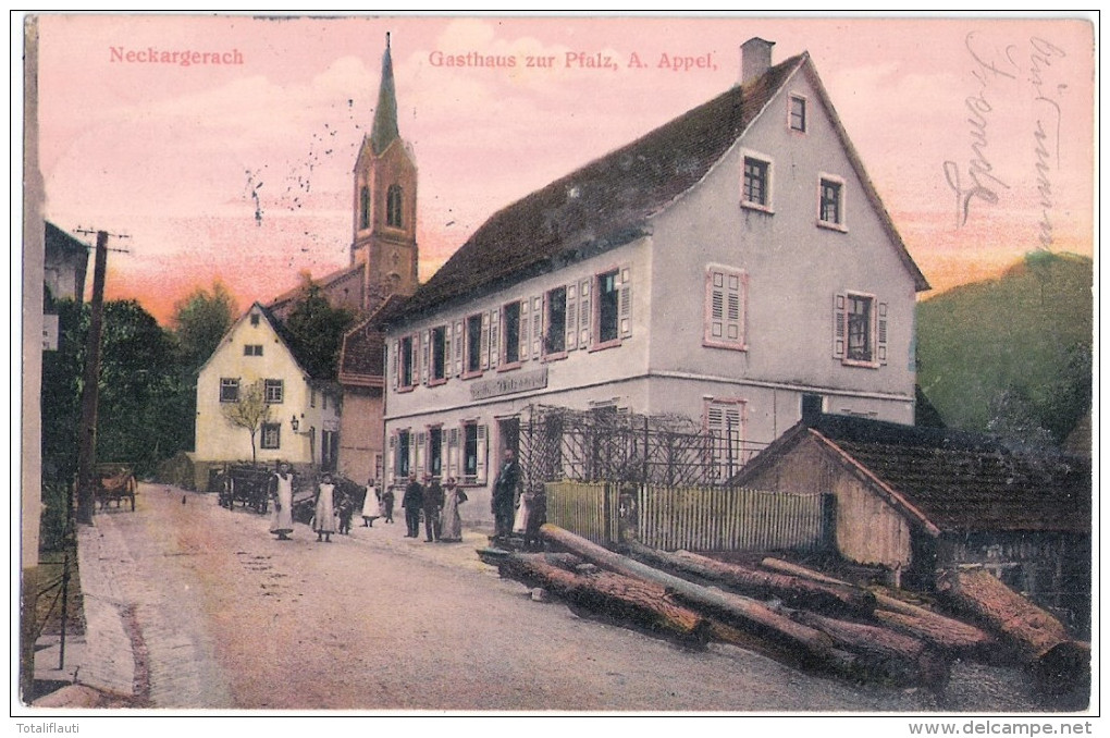 Neckargerach Waldbrunn Gasthaus Zur Pfalz A Appel Sägerei Belebt Gelaufen - Waldbrunn