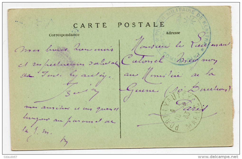 1933 - RARE CARTE FM De La PRISON MILITAIRE De KENITRA (MAROC) - Military Postmarks From 1900 (out Of Wars Periods)