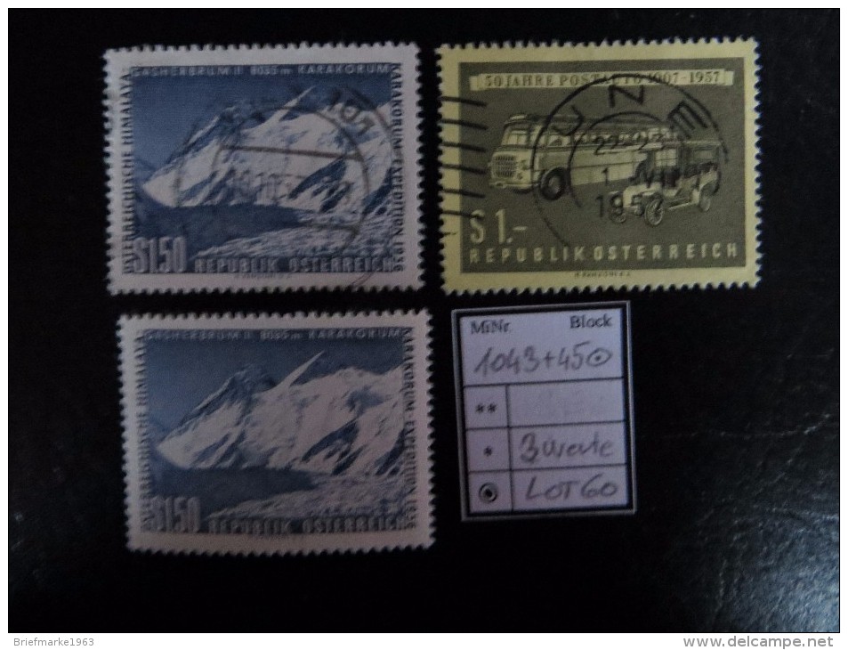 1957  "  2 Werte "   Vollstempel+  1036  Postfrisch   LOT 60 - Gebraucht