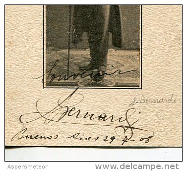 AUTOGRAFO DÉDICACÉ AUTOGRAPHED "J. BERNARDI" VINTAGE 1908 CIRCULEE ORIGINAL SIGNATURE EXCLUSIVE NON CIRCULEE GECKO - Other & Unclassified