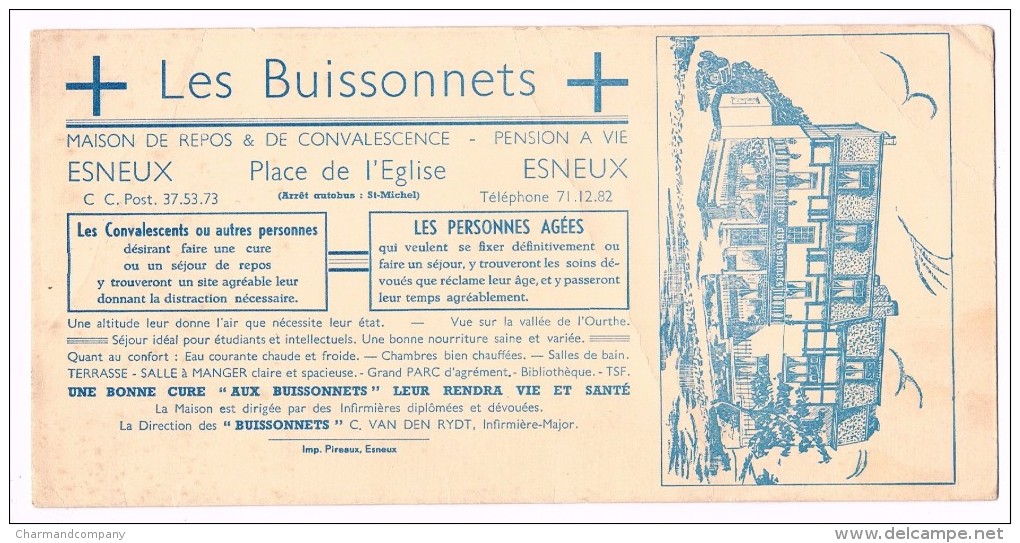 Buvard Ancien/Vintage Blotter, Les Buissonnets, Maison De Repos, Esneux Place De L'Eglise - 2 Scans - Autres & Non Classés