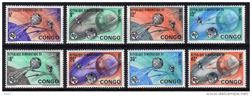 République Du Congo 1965 - Cent De L'UIT, Satelites Autour De La Terre - 8 Val Neufs // Mnh - Neufs