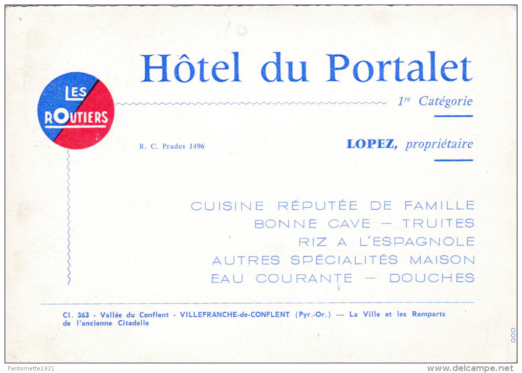 HOTEL DU PORTALET/VILLEFRANCHE DE CONFLENT(dil211) - Hotels & Restaurants