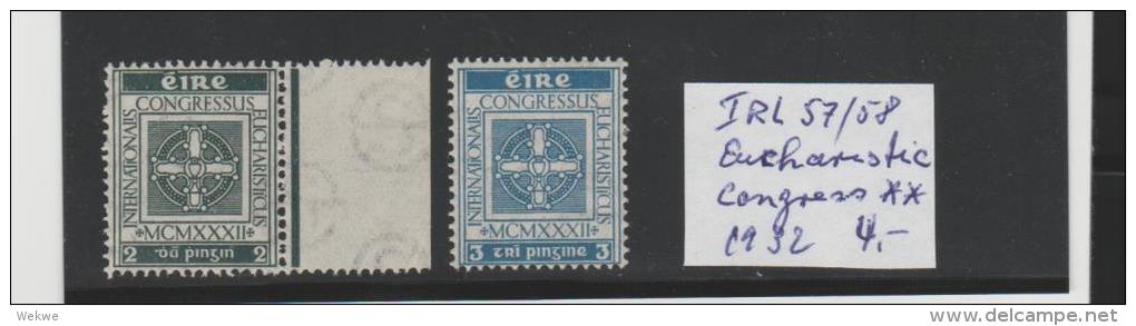 Irl Mi.Nr. 57-58 Eucharisteb /  IRLAND -  Congress  ** 1932 - Ongebruikt