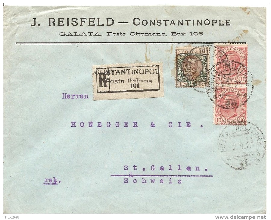 1921, Italia, R - Cover, Constantinople Posta Italiana To Switzerland, Posta Militare,Mi 83, 89, See Scans! - Other & Unclassified