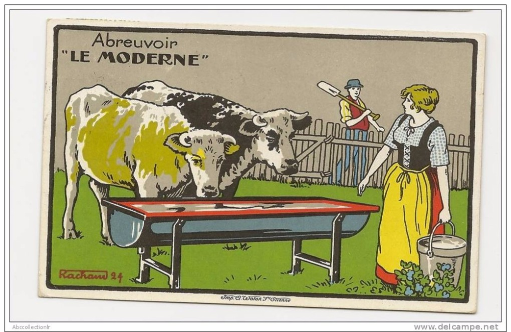 Cpa Publicitaire Abreuvoir  Le Moderne Maison Daumont Machines Agricoles Vouziers Ardennes - Vouziers
