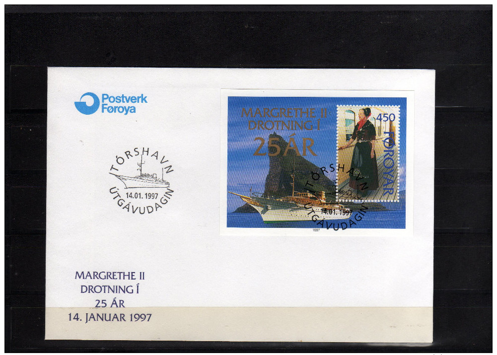 Färöer  1997  -  FDC Mit Block Königin Margarete II - Faroe Islands