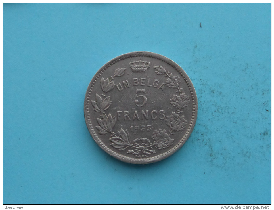 1933 - 5 FRANCS - UN BELGA ( Morin 388a ) ( Uncleaned - For Grade, Please See Photo ) ! - 5 Francs & 1 Belga