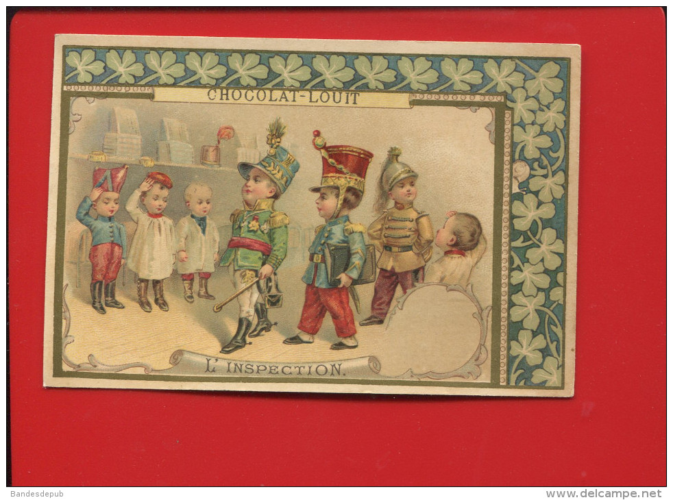 LOUIT JOLIE CHROMO FRISE ART NOUVEAU  ENFANTS VIE MILITAIRE INSPECTION - Louit