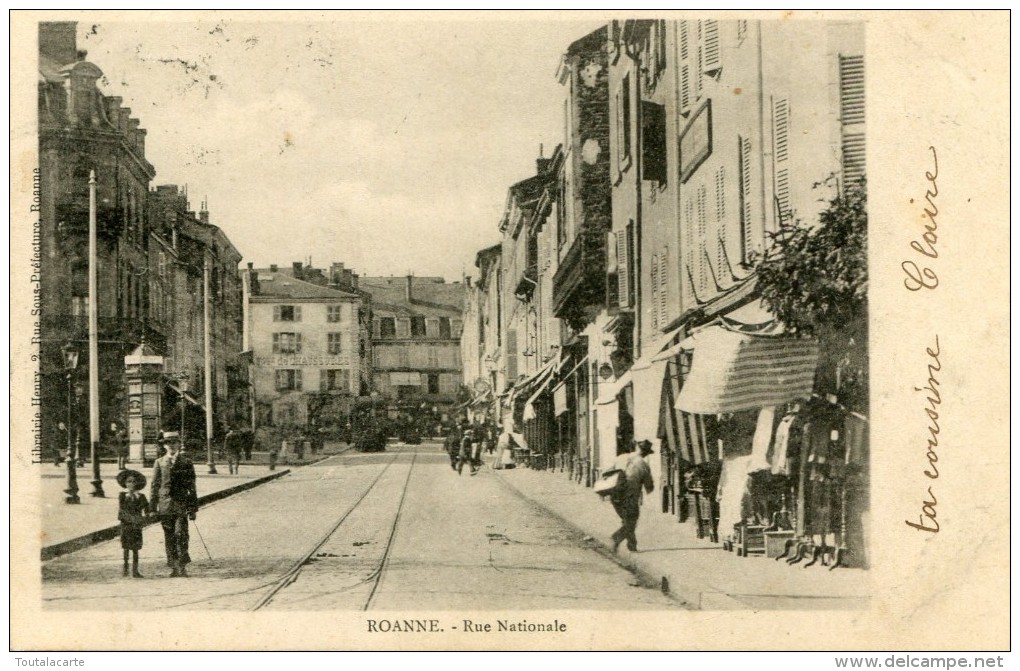 CPA 42 ROANNE RUE NATIONALE  1904 - Roanne