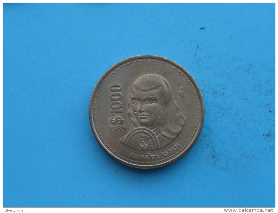 1989 - 1000 Pesos / KM 536 ( Uncleaned Coin / For Grade, Please See Photo ) !! - Mexique