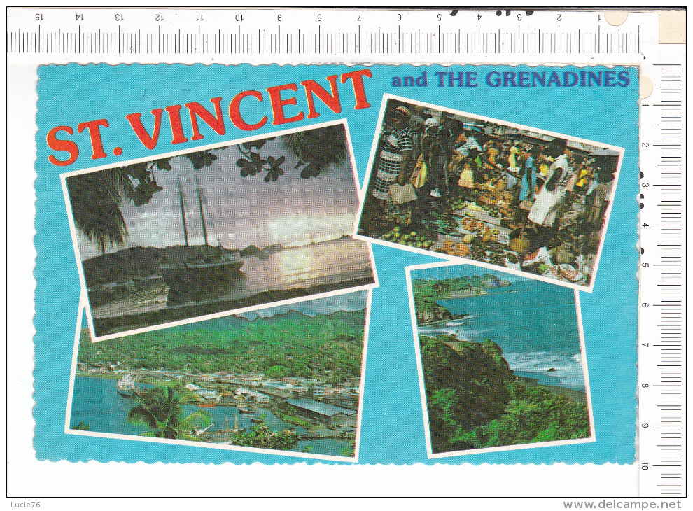 ST VINCENT  And   The   GRENADINES  -  4 Vues  : The Auxiliary Schooner Friendship Rose, Saturday Market, Kingstown, San - Grenada
