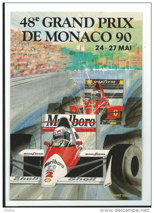 FORMULE 1 Grand Prix De Monaco 90 Reproduction De L'affiche Officielle - Cpm - Non Voyagée - AIP Monaco - Grand Prix / F1