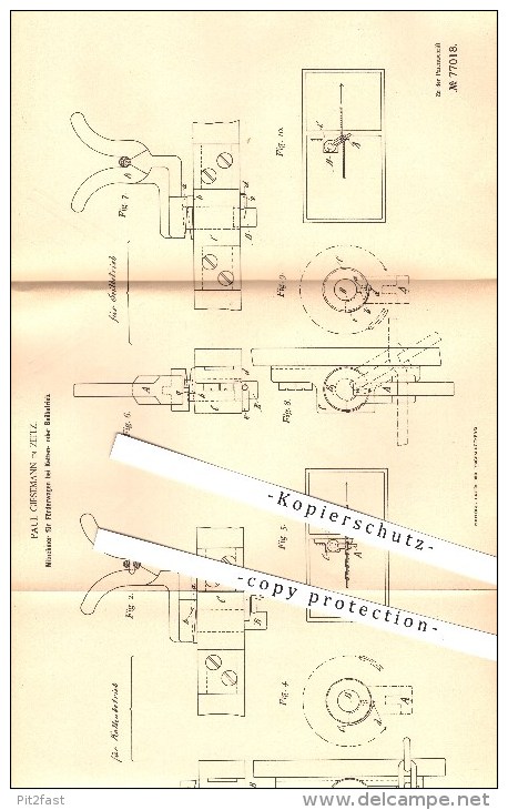 Original Patent - Paul Giesemann In Zeitz , 1894 , Mitnehmer Für Förderwagen Bei Ketten- Oder Seilbetrieb !!! - Zeitz