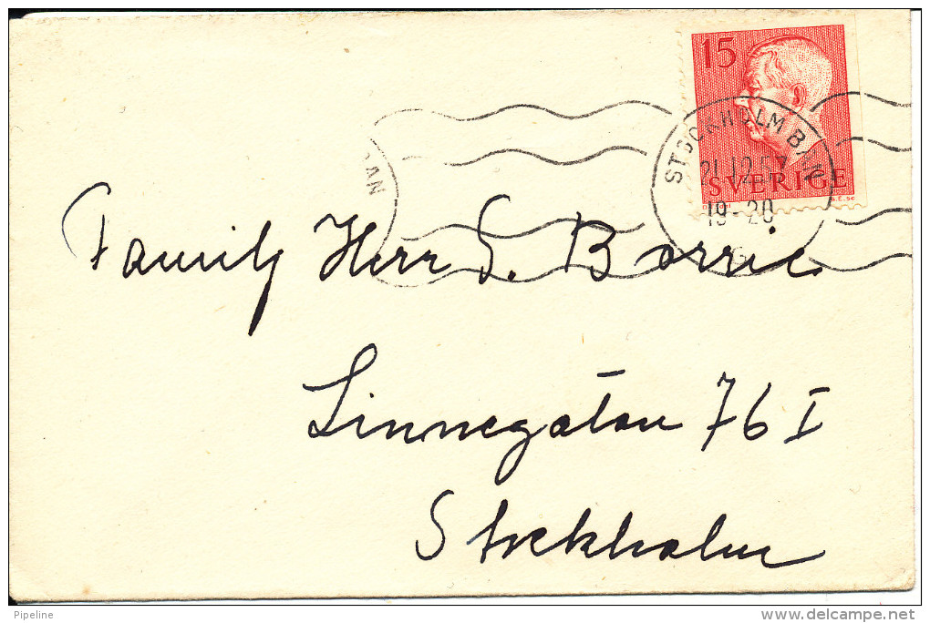 Sweden Small Cover Stockholm 21-12-1957 - Covers & Documents