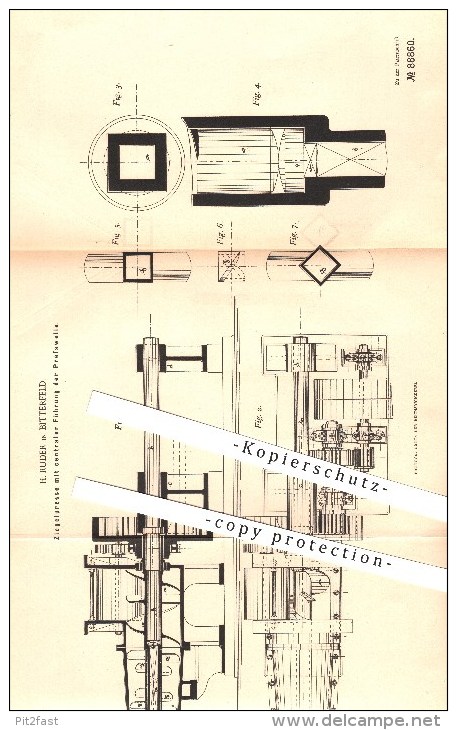 Original Patent - H. Ruder In Bitterfeld , 1896 , Ziegelpresse Mit Presswelle , Bitterfeld-Wolfen !!! - Bitterfeld