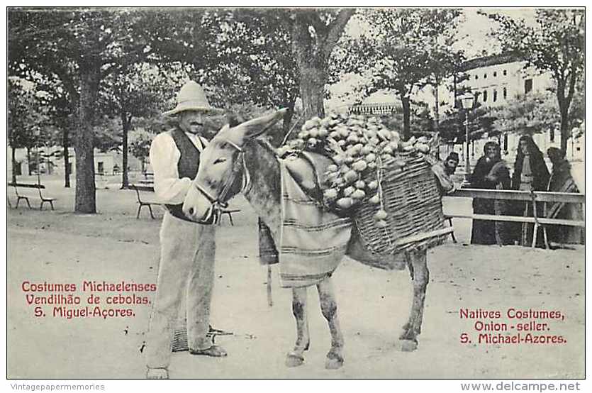 238369-Portugal, Acores, Azores, Sao Michael, Onion Seller, Native Costumes, Cafe Tavares No 37 - Açores