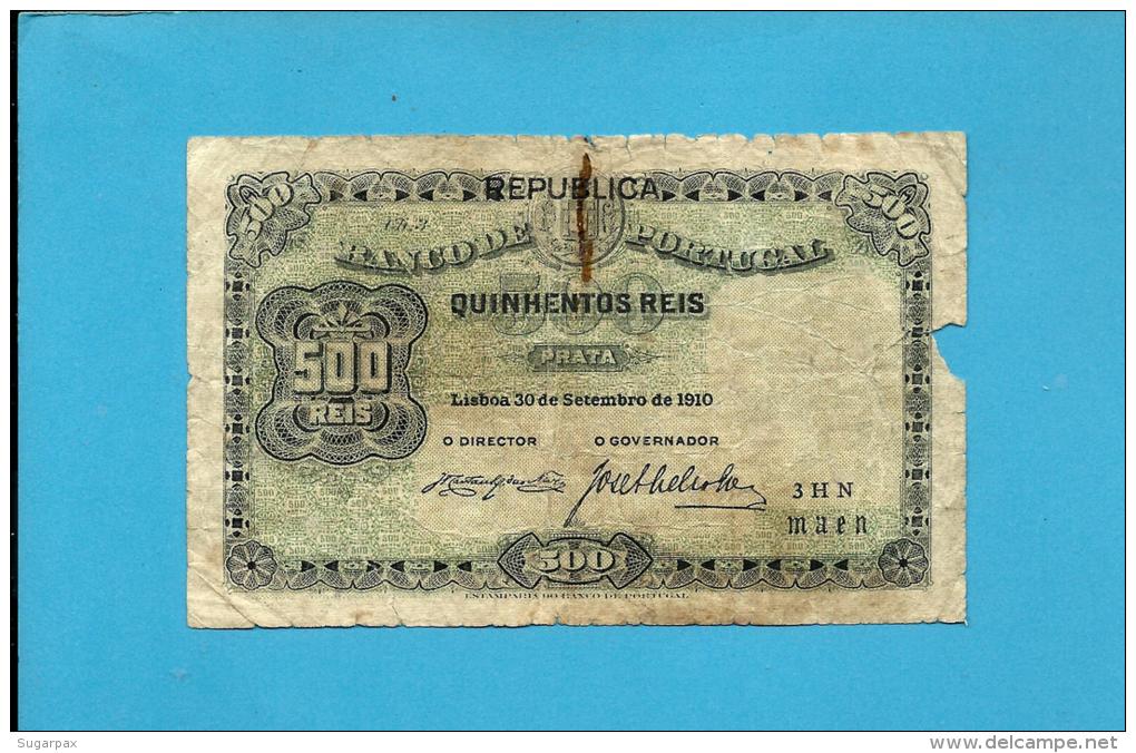 PORTUGAL - 500 REIS - ND ( 1917 - Old Date 30/09/1910 ) - Pick 105a - 2 Scans - Portugal