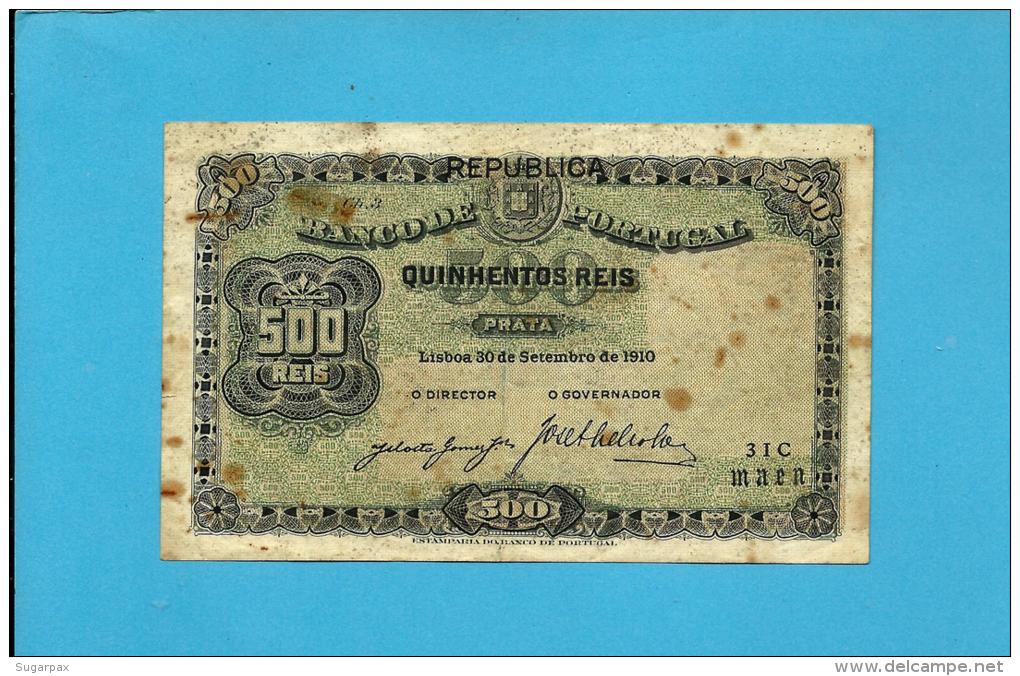 PORTUGAL - 500 REIS - ND ( 1917 - Old Date 30/09/1910 ) - Pick 105a - 2 Scans - Portugal