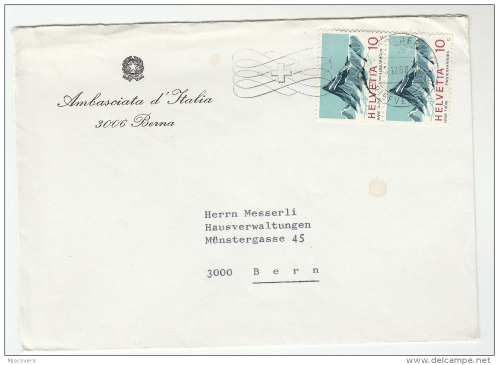 1968 SWITZERLAND Stamps COVER From ITALIAN EMBASSY In BERN   Italy - Covers & Documents