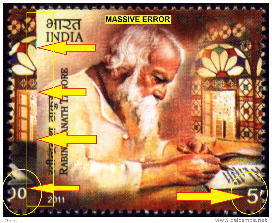 FAMOUS PEOPLE-NOBEL LAUREATE-TAGORE-MASSIVE ERROR-INDIA-MNH- A6-397 - Abarten Und Kuriositäten