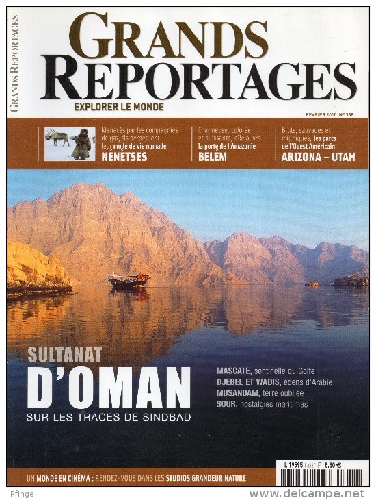 Grands Reportages N°338, Férier 2010 - Oman  / Nénètses / Belèm / Arizona-Utah - Tourisme & Régions