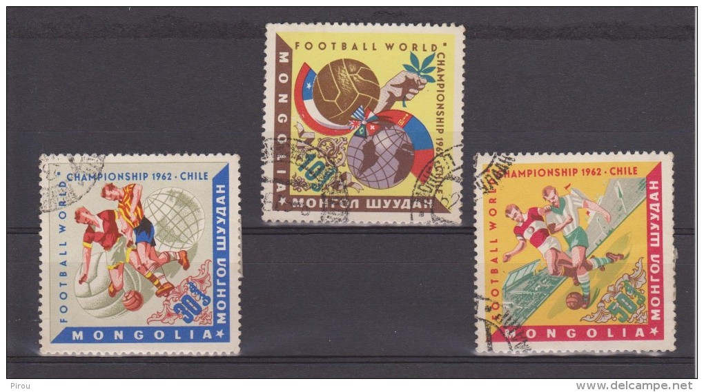 MONGOLIE COUPE DU MONDE DE FOOTBALL1962   3 TIMBRES - 1962 – Chile