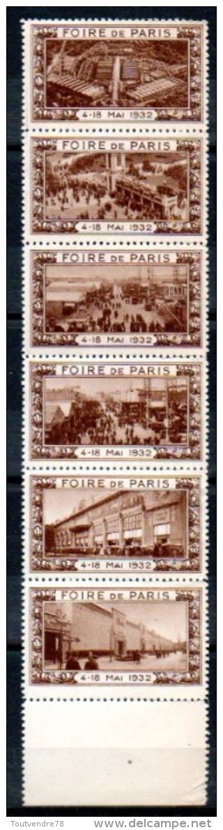 6 Vignettes Foire De Paris 1932 Marron - Bmoques & Cuadernillos