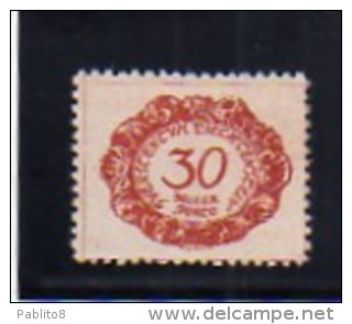 LIECHTENSTEIN 1920 SEGNATASSE CIFRA  NUMERAL POSTAGE DUE TASSE TAXE H CENT. 30c MLH - Impuesto