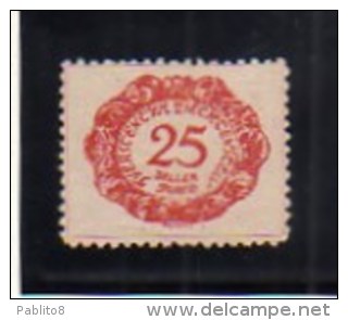 LIECHTENSTEIN 1920 SEGNATASSE CIFRA  NUMERAL POSTAGE DUE TASSE TAXE H 25 CENT. MNH - Portomarken