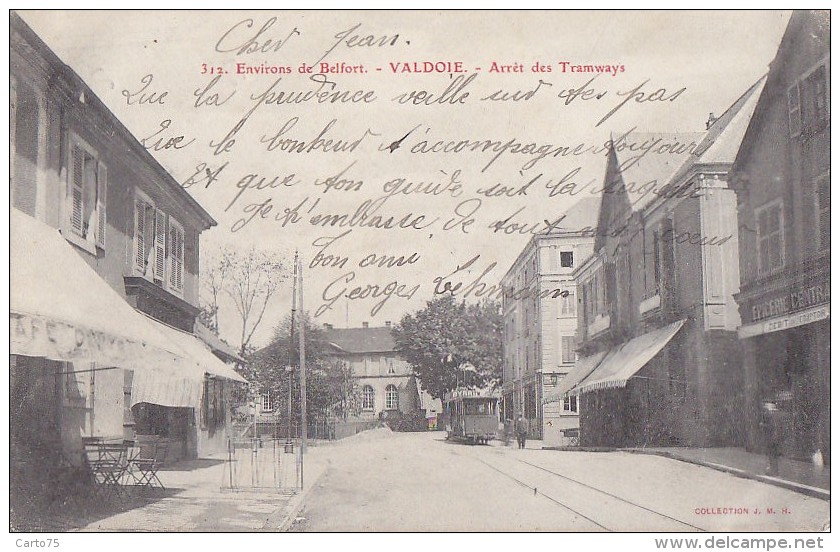 Valdoie 90 - Arrêt Des Tramways - Précurseur 1904 Cachet Postal Delle Giromagny - Valdoie