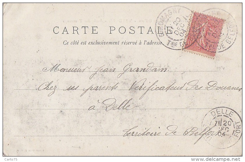 Valdoie 90 - Arrêt Des Tramways - Précurseur 1904 Cachet Postal Delle Giromagny - Valdoie