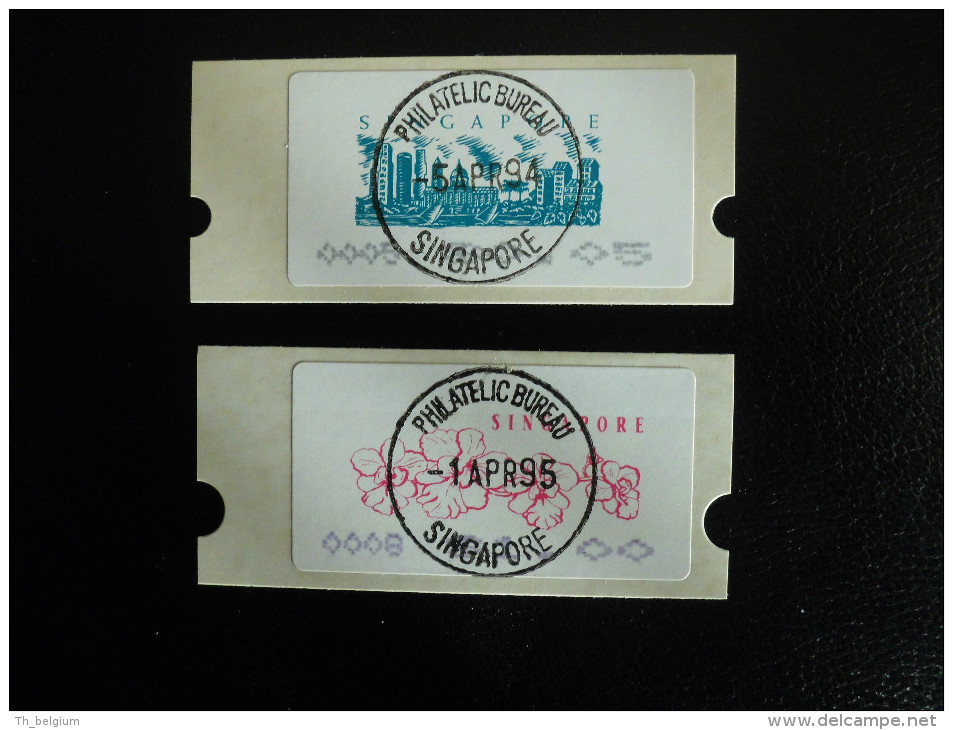 Singapore 1994-1995 - 2 ATM - Labels (flowers - Buildings) - Singapour (1959-...)