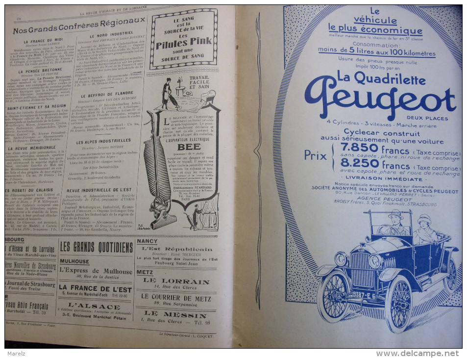 LA REVUE D'ALSACE et de LORRAINE - Année 1922 - Illustrateur HANSI - Superbes Publicités d'époque