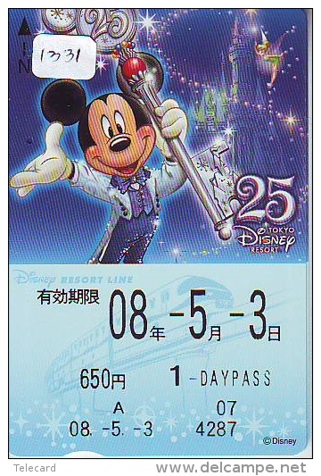 Carte Prépayée Japon * DISNEY * PASSPORT  (1331)  Japan Prepaid Card * DISNEY 1 DAY PASS - Disney